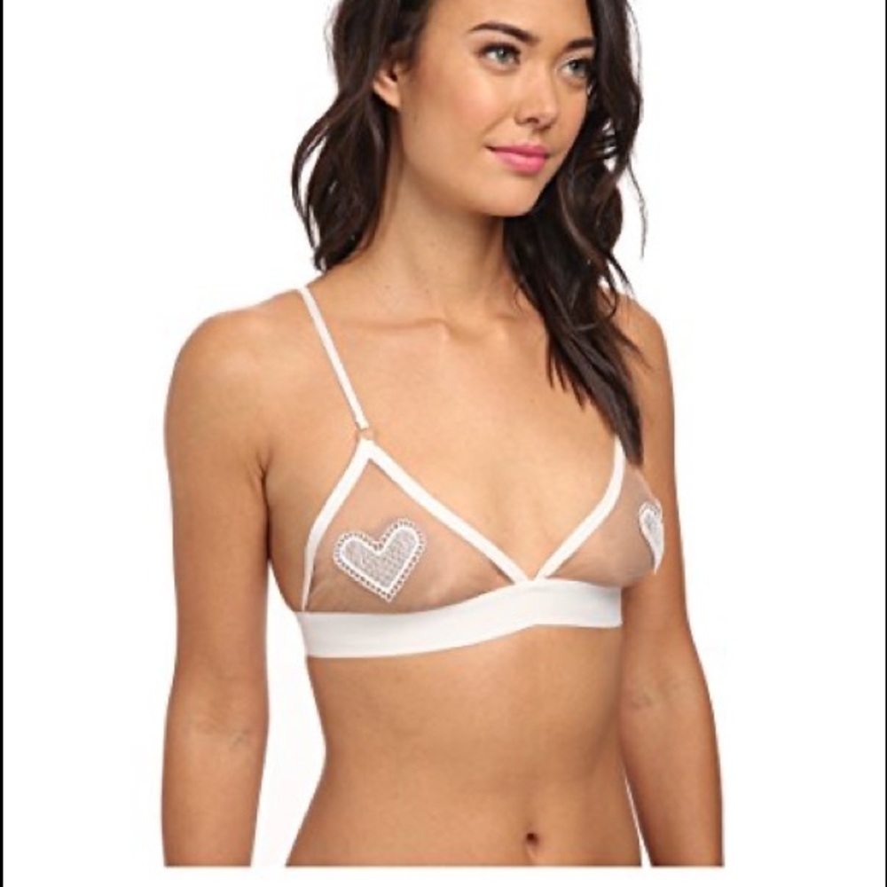 For Love and Lemons Skivvies Be Mine Mesh Heart Bra sz S